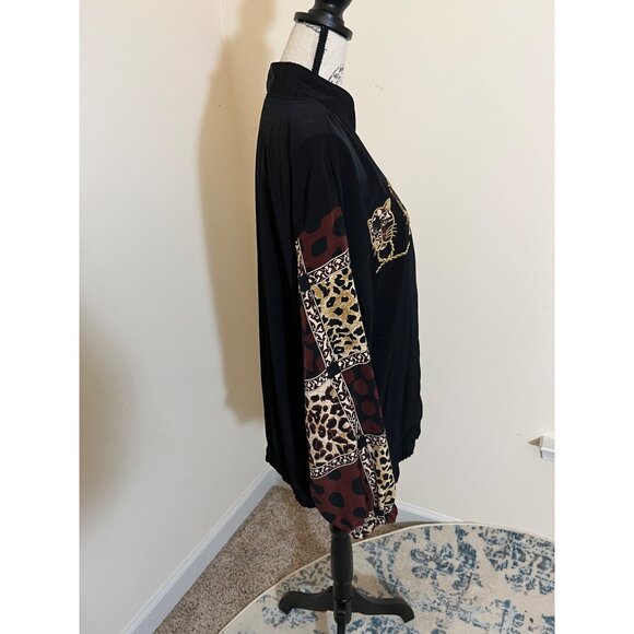 Vintage Delta Burke Embroidery Leopard Cat Cheetah Track Jacket Print XL/XXL - Picture 9 of 10